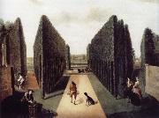 unknow artist Hartwell House,Topiary alleys behind the wilderness and William iii Column painting
